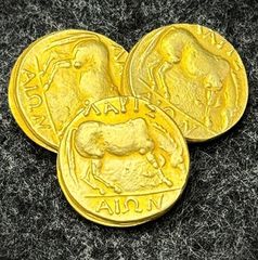 Χρυσό νόμισμα Νάρκισσος Μακεδονικός Νάρκισσος Λάρισα Αρχαία Ελληνική Μυθολογία Νόμισμα Αρχαίο αντίγραφο 24Κ 3macro επίχρυσο-thumb-3