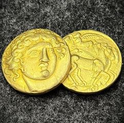 Χρυσό νόμισμα Απόλλωνας Αρχαία Ελληνική Μυθολογία Νόμισμα Αρχαίο αντίγραφο 24Κ 3macro επίχρυσο-thumb-3