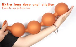 Anus Butt Plug with Suction Golden M 30cm-thumb-11