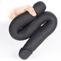 Silicone Double Ended Dildo Black 49cm (M)-thumb-1