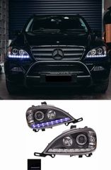 ΦΑΝΑΡΙΑ ΕΜΠΡΟΣ Mercedes-Benz ML W163 Black LED DRL Head Lights 1998-2001