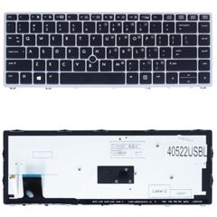 Πληκτρολόγιο Laptop HP EliteBook Folio 9470 9480 9470M 9480M US BLACK Silver Frame with Backlit and Trackpoint ( Κωδ.40522USBL )