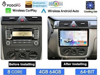 VW Golf (2008-2013) 10.1" Οθόνη Android 15 | 4GB RAM + 64GB ROM | 8-Core Snapdragon | Ασύρματο CarPlay & Ασύρματο Android Auto | GPS | WiFi | DSP | FM/RDS