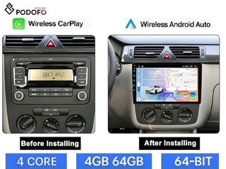 VW Golf 6 (2008-2013) 10.1" Οθόνη Android Car Radio Navigation | 4GB+64GB | Ασύρματο CarPlay & Aσύρματο Android Auto | GPS | WiFi | DSP | FM/RDS