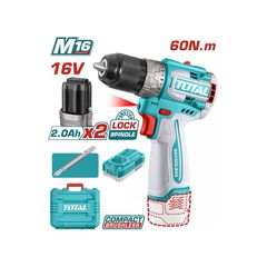 TDLI16682 Δραπανοκατσάβιδο Μπαταρίας 60Nm 16V (2x2.0Ah) - ΜΕ ΜΠΑΤΑΡΙΑ & ΦΟΡΤΙΣΤΗ - TOTAL (#TDLI16682)