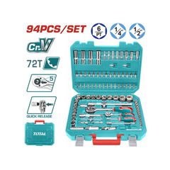 THT421942 Κασετίνα Καρυδάκια 1/4" & 1/2" - 94 Τεμάχια - ΣΥΛΛΟΓΕΣ ΠΛΗΡΗΣ - TOTAL (#THT421942)