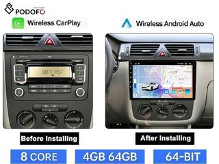 VW Golf 5 (2003-2009) 10.1" Οθόνη Android Car Radio Navigation | 4GB+64GB | 8-Core | Ασύρματο CarPlay & Aσύρματο Android Auto | GPS | WiFi | DSP | HiFi | FM/RDS