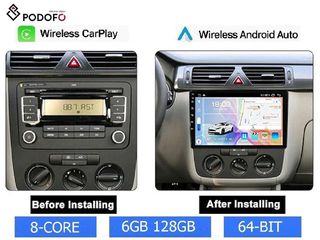 VW Caddy (2003-2015) 9" Οθόνη Android Car Radio Navigation | 6GB RAM + 128GB ROM | Ασύρματο CarPlay & Aσύρματο Android Auto | GPS | WiFi | DSP | HiFi | FM/RDS