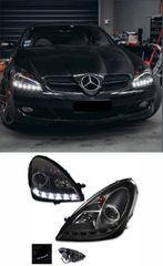 ΦΑΝΑΡΙΑ ΕΜΠΡΟΣ Mercedes-Benz SLK R171 Black LED DRL Projector Head Lights 2003-2010