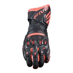 RFX3 EVO FIVE LEATHER GLOVES BLACK/FLUO RED