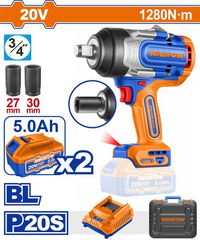 Wadfow WCD1B128E Μπουλονόκλειδο Μπαταρίας Li-ion 20V / 1280Nm / 5Ah / 2 Μπαταρίες Brushless Motor
