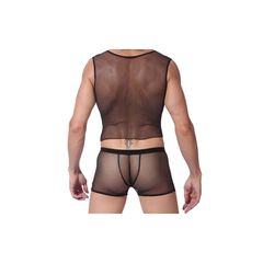 Mesh Erotic Set - Tank Top for Men with Genital Opening