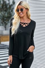 Crisscross V Neck Top 2288