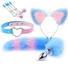 Two-Tone Fetish Set - Aqua Blue -Pink
