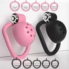 Button Lock Chastity Cock Cage Pink-thumb-3