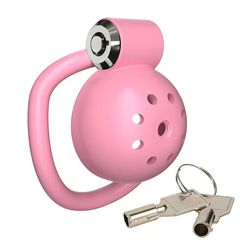 Button Lock Chastity Cock Cage Pink-thumb-2