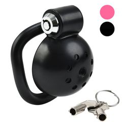 Button Lock Chastity Cock Cage Black-thumb-5