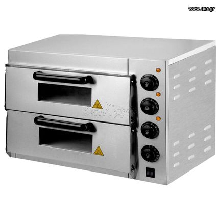 Φούρνος πίτσας διπλός ηλεκτρικός με πυρότουβλα (56*57*44cm) 2 ΠΙΤΣΕΣ ΕΩΣ Φ40