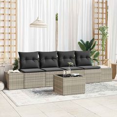 Σετ Καναπέ Κήπου με μαξιλάρι 5 pcs Ανοιχτό Γκρι και Σκούρο Γκρι 3355601