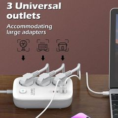 Πολύπριζο με διακόπτη - Power Strip with Switch Multi-socket Smart Guard LDNIO SE3436 with 3 EU Outlets 3250W & Dual USB-A & Dual USB-C 65W with 2m power cord ( Κωδ.1-PER0063 )-thumb-5