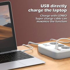 Πολύπριζο με διακόπτη - Power Strip with Switch Multi-socket Smart Guard LDNIO SE3436 with 3 EU Outlets 3250W & Dual USB-A & Dual USB-C 65W with 2m power cord ( Κωδ.1-PER0063 )-thumb-4