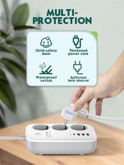 Πολύπριζο WiFi με διακόπτη - WiFi Smart Power Strip with Switch Multi-socket Smart Guard LDNIO SEW3452 with 3 EU Outlets 2500W & 3 USB-A & USB-C 30W with 2m power cord ( Κωδ.1-PER0064 )-thumb-5