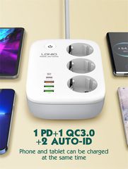 Πολύπριζο WiFi με διακόπτη - WiFi Smart Power Strip with Switch Multi-socket Smart Guard LDNIO SEW3452 with 3 EU Outlets 2500W & 3 USB-A & USB-C 30W with 2m power cord ( Κωδ.1-PER0064 )-thumb-2