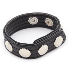 Adjustable Leather Cock Ring with Snap Closure-thumb-2