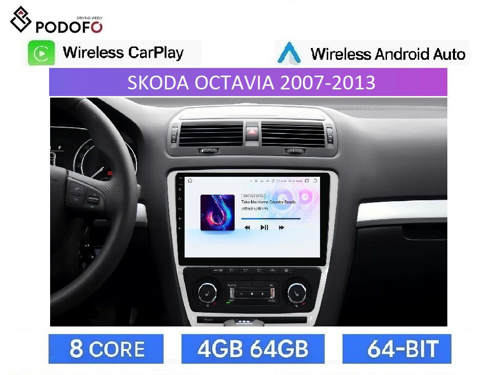 Skoda Octavia (2006-2013) Android Car Radio 10" 4+64GB Ασύρματο CarPlay & Aσύρματο Android Auto GPS  WiFi DSP