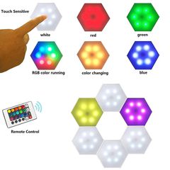 Επιτοίχια Εξάγωνα Φωτιστικά LED RGB Αφής με Τηλεχειριστήριο HexOn