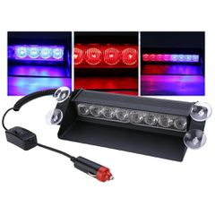 Φώτα 8 LED Strobe Αστυνομίας Μπλέ + Kόκκινο για Παρμπρίζ Αυτοκινήτου