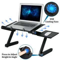 Πτυσσόμενο Τραπεζάκι Αλουμινίου Laptop με 2 Ανεμιστήρες Ψύξης + Βάση Mouse Pad