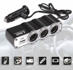 4 Σε 1 Πολύπριζο Αναπτήρας Αυτοκινήτου 1x USB + 3x Triple Socket 12V / 24V OEM