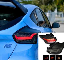 ΦΑΝΑΡΙΑ ΠΙΣΩ For Ford Focus LZ Hatch Smoked 3D Bar Full LED Tail Lights With Sequential 2015-2018