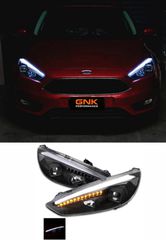 ΦΑΝΑΡΙΑ ΕΜΠΡΟΣ Ford Focus LZ Black 3D LED DRL Day-Time Projector Head Lights With LED 2015-2018