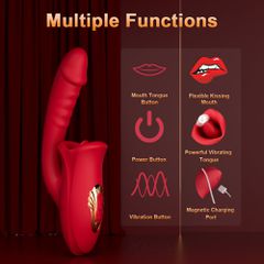 Tongue Red Realistic Dildo Vibrator-thumb-1