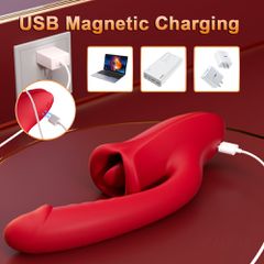 Tongue Red Realistic Dildo Vibrator-thumb-4