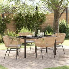 Σέτ φαγητού για κήπο 5 τμχ. Καφέ Χάλυβας με επίστρωση πούδρας 3380927