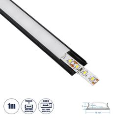 GLOBOSTAR® ALP-LINEAR CURBARIO 70804-1M Επιφανειακό Εύκαμπτο Προφίλ Αλουμινίου με Λευκό Γαλακτερό Πατητό Κάλυμμα για Ταινίες LED IP20 - Μαύρο & Λευκό - Μ100 x Π1.8 x Υ0.5cm