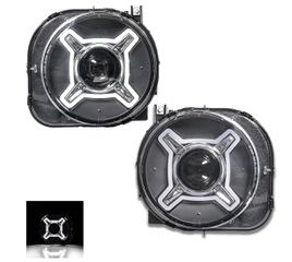 ΦΑΝΑΡΙΑ ΕΜΠΡΟΣ JEEP Renegade BU Black LED X Shape DRL Dual Beam Projector Head Lights 2015-2018