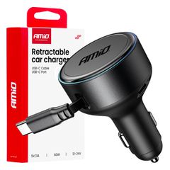 Amio - ΦΟΡΤΙΣΤΗΣ ΑΝΑΠΤΗΡΑ 12/24V ΜΕ 1 ΘΥΡΑ USB-C 60W 5V/3A ΤΑΧΕΙΑΣ ΦΟΡΤΙΣΗΣ ΜΕ ΕΝΣΩΜΑΤΟΜΕΝΟ ΚΑΛΩΔΙΟ USB-C - 1 ΤΕΜ. (04368/AM)