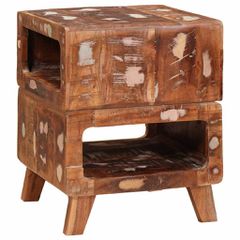 End Table με ράφι Καφέ 40 x 40 x 49 εκ Στερεό Ανακτηθέν Ξύλο 4104554
