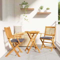Πτυσσόμενη Καρέκλα με μαξιλάρι 2 pcs Καφέ Μασίφ ξύλο ακακίας 42000956
