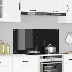 Πλάτη κουζίνας Μαύρο 110 x 50 cm σκληρυμένο γυαλί 42001299
