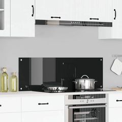 Πλάτη κουζίνας Μαύρο 120 x 40 cm σκληρυμένο γυαλί 42001301