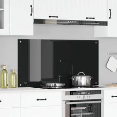 Πλάτη κουζίνας Μαύρο 120 x 60 cm σκληρυμένο γυαλί 42001303