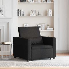 Καναπές Κρεβάτι Μονό με τροχούς Μαύρο 90 x 165 x 87 εκ. ύφασμα 42002686