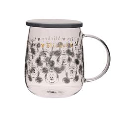 DISNEY - Mickey - Glass Mug with Lid 18oz
