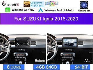 Suzuki Ignis (2017-23) Οθόνη Android 15 | 4GB RAM + 64GB ROM | Snapdragon 460 | Ασύρματο CarPlay & Android Auto | GPS | DSP | FM/RDS