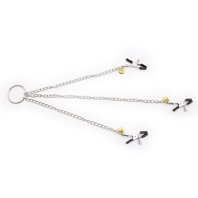 Nipple And Clit Clamp With Bell Black